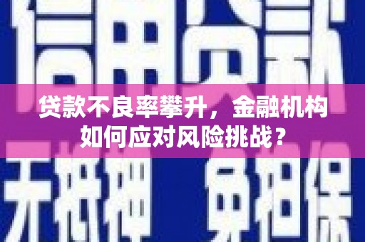 伊川贷款不良率攀升，金融机构如何应对风险挑战？