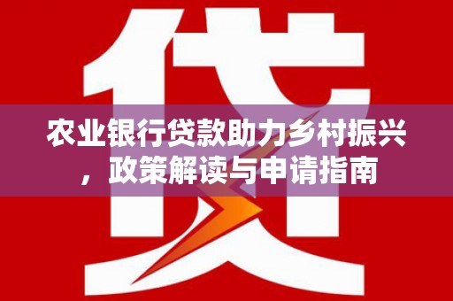 伊川农业银行贷款助力乡村振兴，政策解读与申请指南