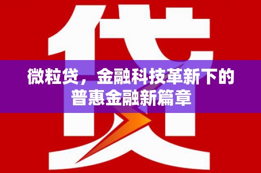 伊川微粒贷，金融科技革新下的普惠金融新篇章