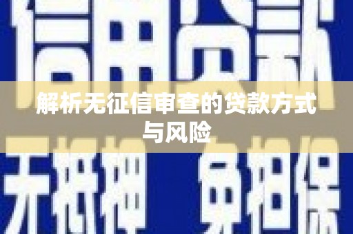 伊川解析无征信审查的贷款方式与风险